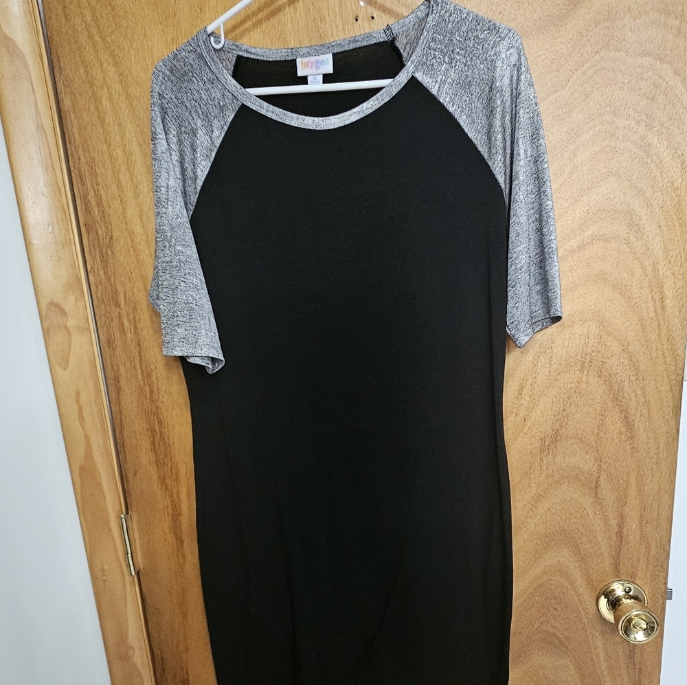 Women's Lularoe Dress with Silver Metallic sleeves